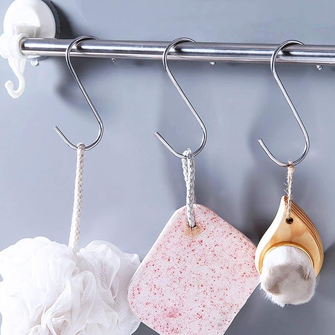 100 Pack 2.75 Inch S Hooks Stainless Steel S Shaped Hooks Heavy Duty S Hooks for Hanging Pans and Pots, Coffee Cups, Clothes, Plant, Jean, Silver