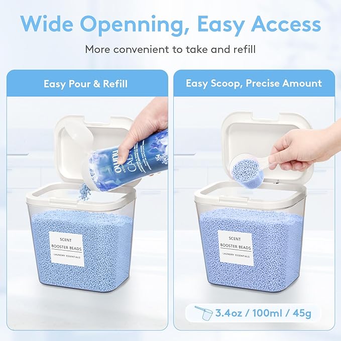 Lifewit Laundry Pods Container with Pop-up Lid, Laundry Room Organization, Dryer Sheet Holder for Washing Powder Scent Booster Beads, 2700 ml/0.72gal,4 Pcs
