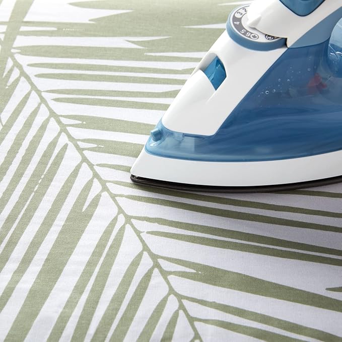 Ironing Board Cover and Pad, 15x54 Inches, Standard Size, Heavy Duty, White Palm Print Design