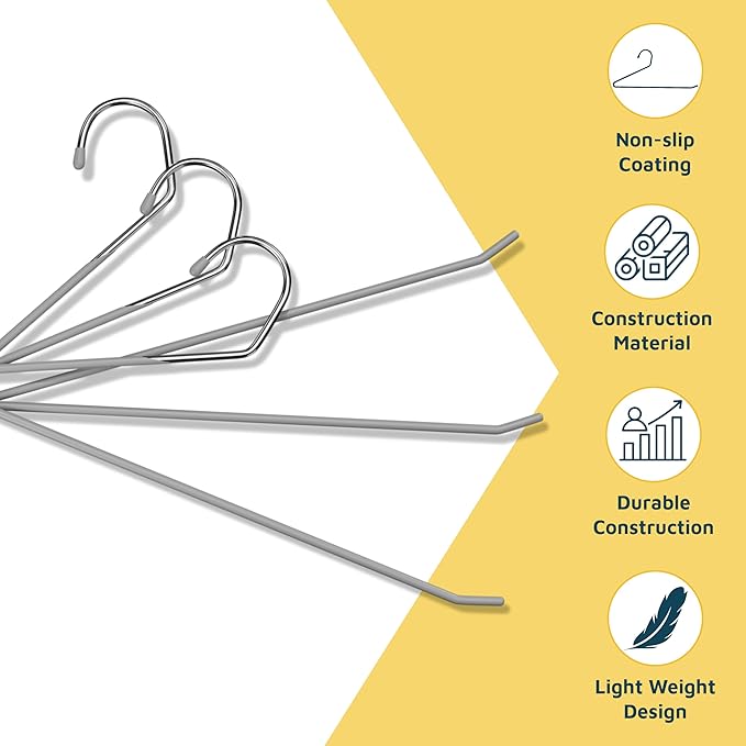 Lifemaster Metal Pants Hanger Set - 30 Pieces Elegant Non-Slip Closet Space Saving Hanger Set for Pants, Trouser, Blankets, and Jeans with Open Ended Sleek Design - Gray