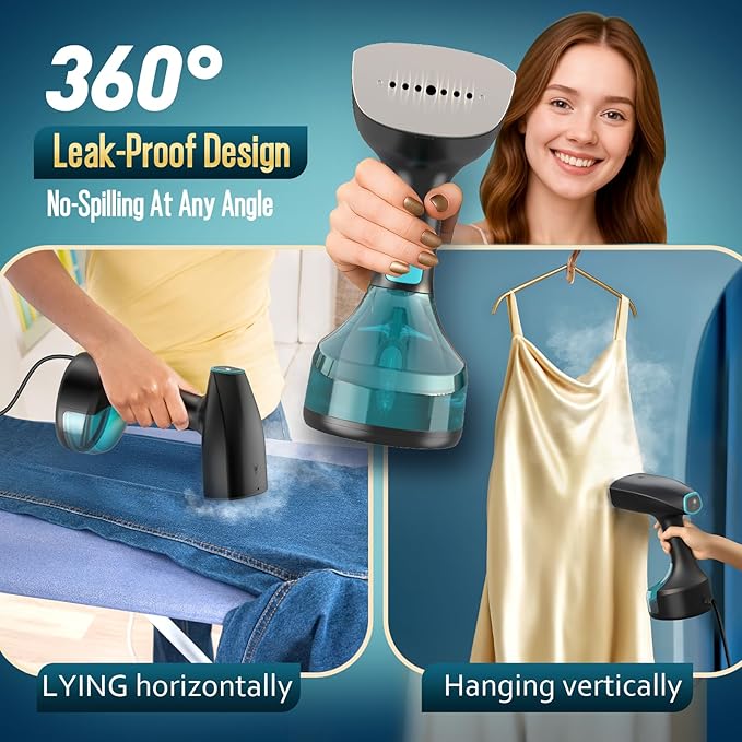 Steamer for Clothes, 1900W Strong Penetrating Steam Portable Handheld Garment Steamer Clothes Steamer with 3 Steam Settings, Fabric Brush, 300ml Big Capacity, Travel Steamers Iron Safe Removes Wrinkle