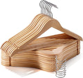 Wooden Hangers 30 Pack,Heavy Duty Solid Wooden Clothes Hangers with Pant Bar,360-Degree Rotatable Hook,Durable & Slim Wood Hangers for Coats,Jackets,Dress,Pants(Natural)