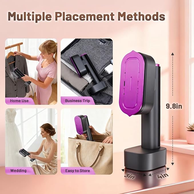 Steamer for Clothes, 2 in 1 Clothes Steamer Handheld, Travel Iron, 6-Level 1200W Steam Iron with LED Display, 15s Heat Up, Detachable Water Tank, Suitable Home and Travel, 120V