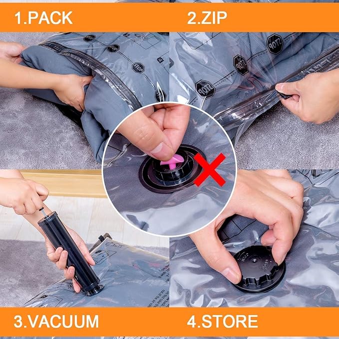 Vacuum Storage Bags Jumbo (12 x Jumbo),Plastic Packaging Bags,Space Saver Sealer Compression Bags for Blankets, Comforters, Pillows, Bedding,Clothes Storage