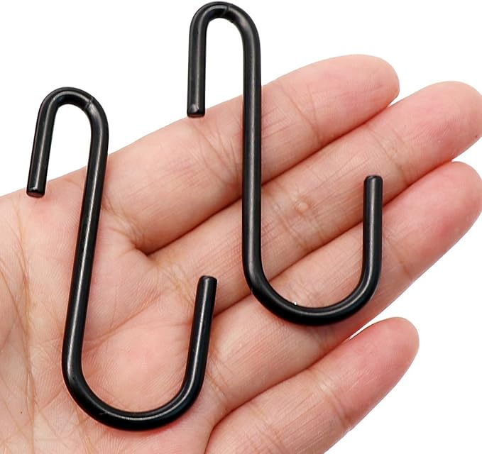 YourGift 30 Pack Heavy Duty S Shaped Hooks - Black Hanging Hangers for Kitchen, Bathroom, Bedroom and Office: Pan, Pot, Coat, Bag, Plants