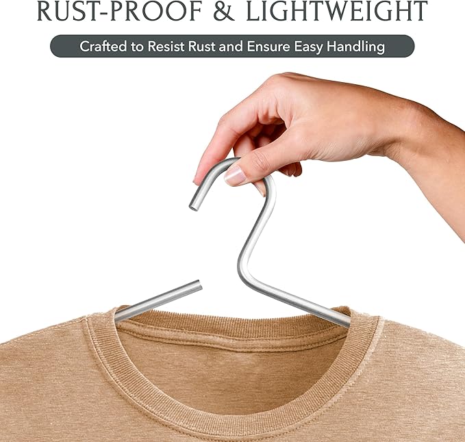 Silver Hangers for Clothes - 17-Inch Matte Silver Metal Hangers for Coats, Jackets, Shirts, Pants, Clothing - Thick, Heavy-Duty Aluminum - Luxury Aesthetic for Closets - 5-Pack
