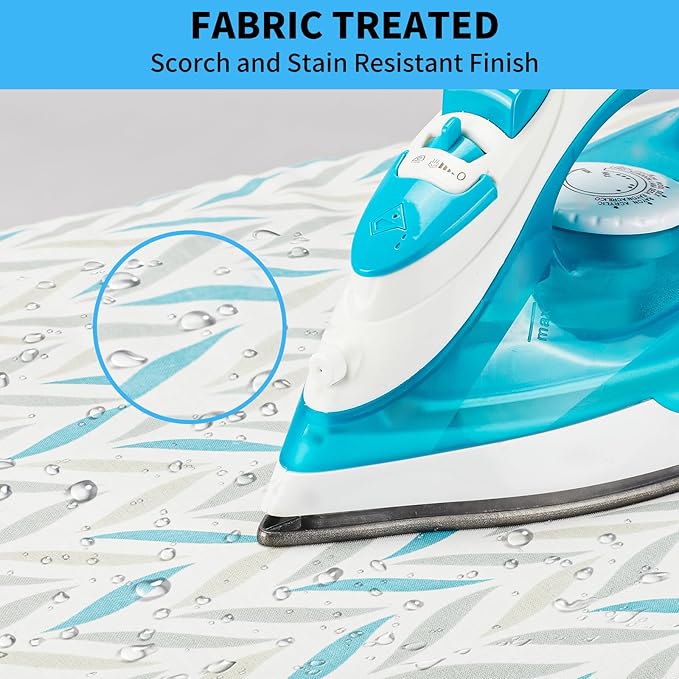 BNDX Ironing Board Cover and Pad for Gift - Silicone Coating, Scorch Resistant Padding,Extra Thick Heavy Duty Padded 4 Layers, 2" Elastic Edge,2 Click Buckles for Smooth Iron, Summer Willow 15x54