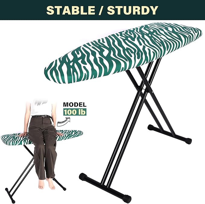 caius Ironing Board Full Size, Iron Board with Extra Thick Padded Cover, Height Adjustable, Easy to Fold, Full Metal Construction