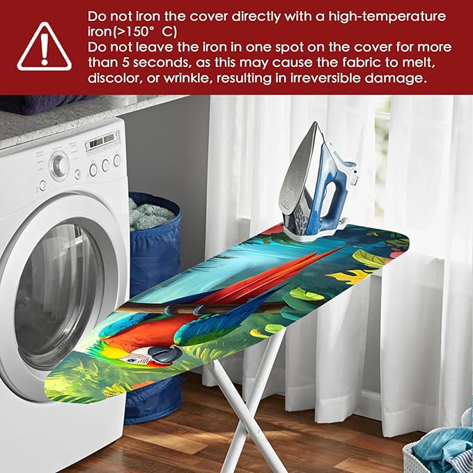 Nuxovilar Ironing Board Cover with Parrot and Tropical Jungle Pattern, 15x54 Inches Polyester - Iron Table Cover for Tropical - Themed Room, Patio Area, Creative Space