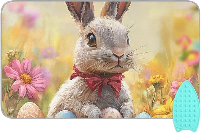 Ironing Mat &Pad Magnetic Heat Resistant Pads Portable Travel Ironing Blanket Ironing Board Covers 27.6x47.2Inches Easter Bunny Easter Egg15