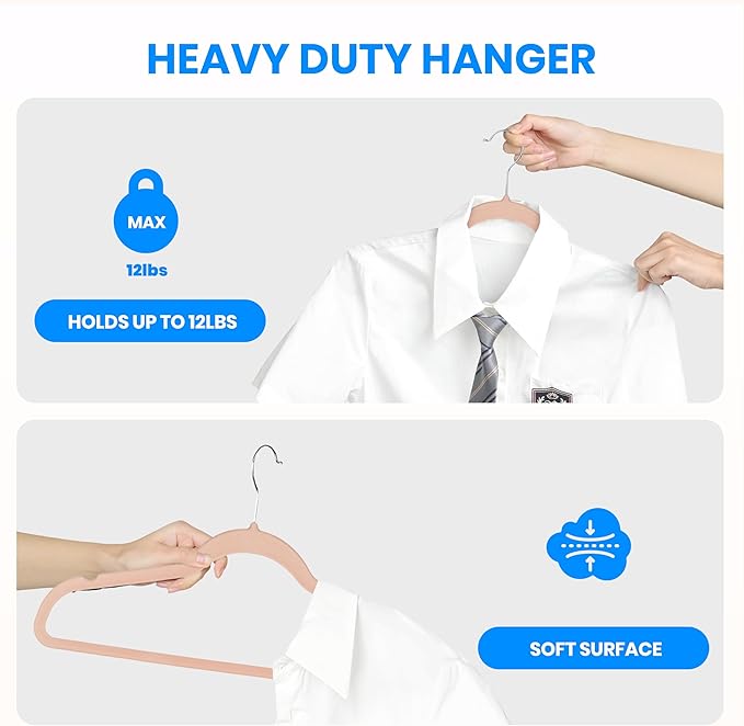 YSSOA Velvet Hangers 60 Pack, Non-Slip Clothes Hangers with Shoulder Notches, 360° Swivel Hooks, Heavy Duty Standard Hanger for Closet Space Saving, Pink