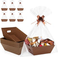 AFOROEOA 10PACK Baskets for Gifts Empty, 10x12”Thick Brown Gift Basket with Handles 10 Bows 10 Bags Empty Gift Baskets for Christmas Thanksgiving Wedding Birthday Party Wrapping Gift