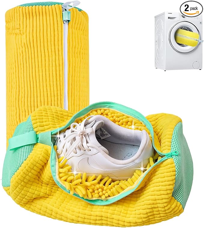GUIVA Shoe Washing Machine Bag - Shoe Laundry Bag for Washer and Dryer - 360° Deep Cleaning Washer Bags with Zipper & Mesh Protection - Reusable Sneaker Washing Machine Bag - Pack of 2