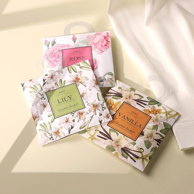 12 Pack Large Sakura Scented Sachets – Hanging Closet & Drawer Deodorizer & Air Freshener, Long-Lasting Aroma