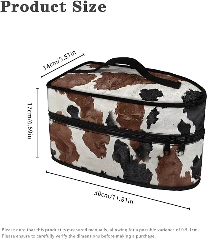 Cow Print Travel Iron Storage Box Stylish Portable Protective Carrying Bag Full Size Iron Tote Bag Reusable Steamer Storage Bags Home Decoration