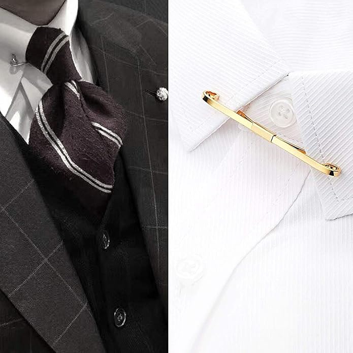 2PCS Bowtie Collar Clips Necktie Tie Clips Collar Bar Shirt Stay Tie Pins Cravat Clip for Men