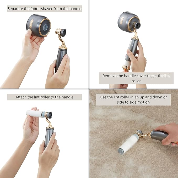 SALAV® Retro Edition Rechargeable Fabric Shaver and Lint Roller with 6-Blade System Removes Fuzz and Piling on Fabrics, with Charging Cable and Mini Brush (Titanium)