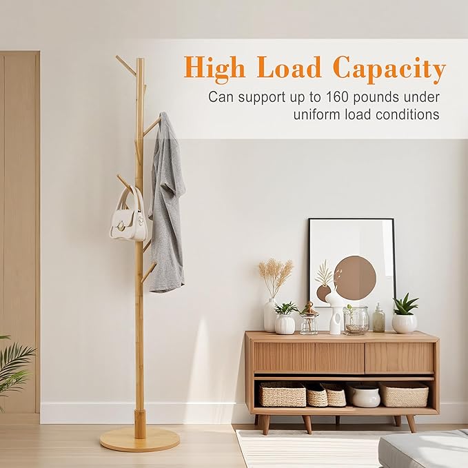 VECELO Coat Rack Freestanding, Entryway Hanger Stand, Umbrella Holder