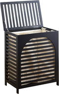 Laundry Hamper with Lid, Bamboo Clothes Laundry Basket with Handles, Removable 2-Section Liner bag, Hampers for Bedroom Aesthetic, Large Storage for Bath Towel, Sheets or Toys, Home (Black)