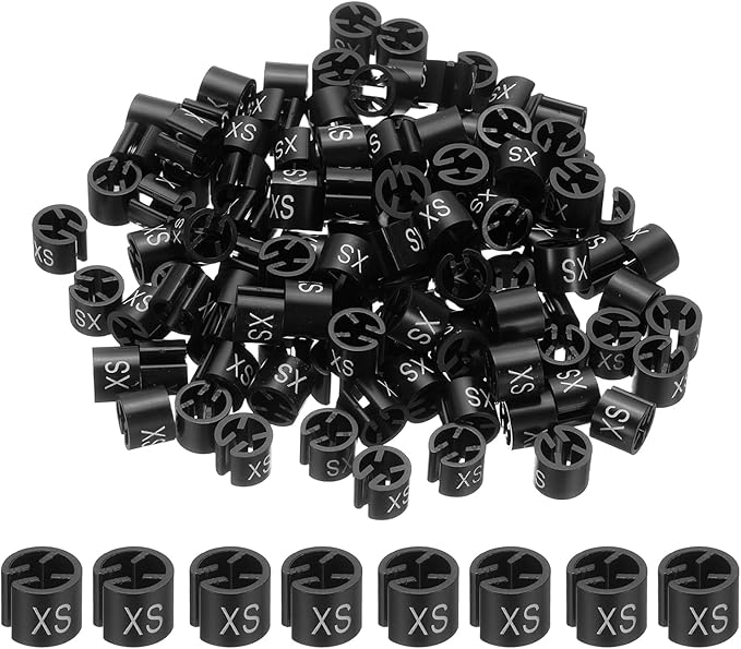 PATIKIL 300 Pcs Clothes Hanger Markers XS Fit Rod Garment Size Tag Hanger Clips Round Color Coding Label for Clothing, Black