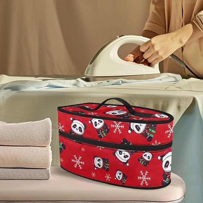Christmas Gift Panda Iron Storage Bag with Zipper Handle Fits Outing Cute Colorful Steam Iron Storage Case for Travel or Storage
