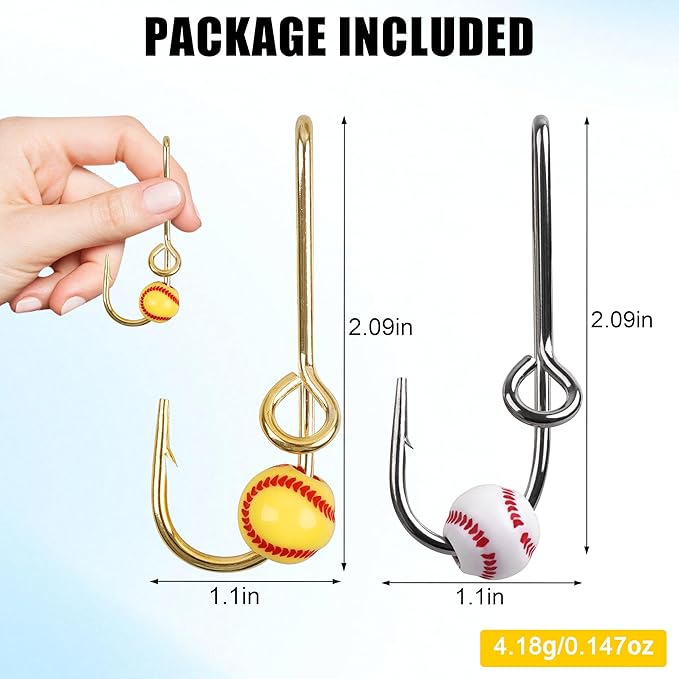 Fishing Hook Hat Pins & Clips - 12PCS Gold/Black Fish Hook Hat Tie Clips for Outdoor