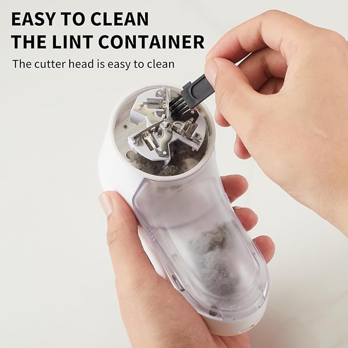 Rechargeable Fabric Shaver, Lint Remover for Clothes & Furniture, 3-Leaf Blades, Safety Lock, Pilling Remover Depiller for Fuzz, Lint, Pills, Bobbles (White)