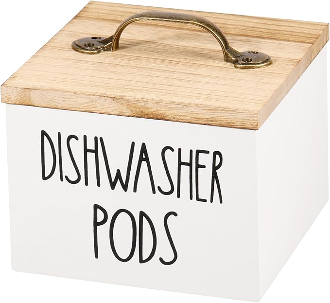 Dishwasher Pod Container with Lid, Laundry Detergent Pods Storage Container, Dryer Sheet Holder, Dishwasher Pod Storage Container, Detergent Pods Container for Laundry Room (White)
