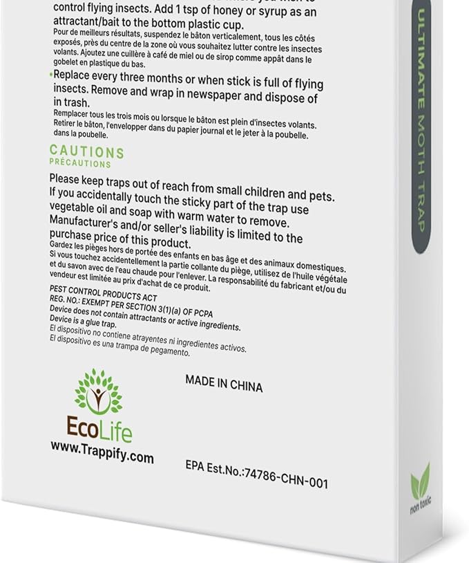 Trappify Ultimate Adhesive Moth Traps for Clothes - Monitoring Pantry Moth Traps for Home, Kitchen, Closet, Cabinet, Storage Rooms, Cupboard |Easy Setup (8 Pack)