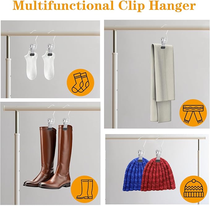 Legging Organizer for Closet, Yoga Pants Hangers 50 Pack Hanging Clips Coated Clips for Leggings, Hanger Space Saving Closet Organizers and Storage for Skirt, Shorts, Hats, Towel, Boot, Jeans