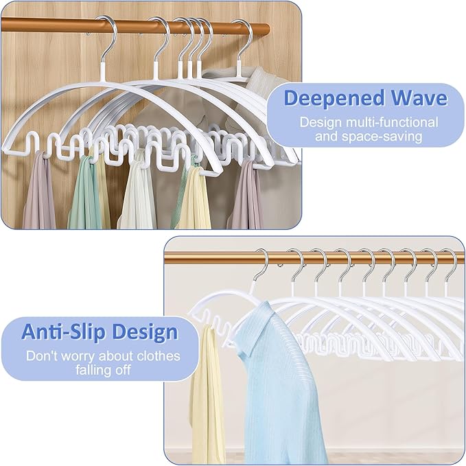 Sweater Hangers No Shoulder Bump, 12 Pack Clothes Hangers Non Slip Heavy Duty Metal Coat Hangers for Closet Organizers and Storage Space Saving Shirt Hanger for Suits Dresses Jackets Bra Shirt White