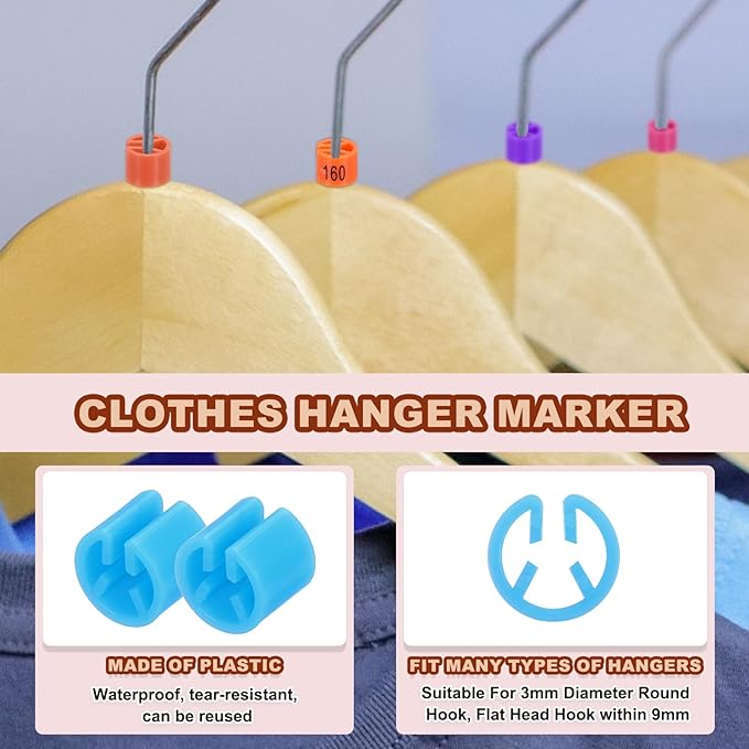 PATIKIL 300 Pcs Clothes Hanger Marker Blank Plastic Garment Tags Size Hanger Markers Fit 3mm Rod for Garment Color Coding Snap Labels Accessories, Blue