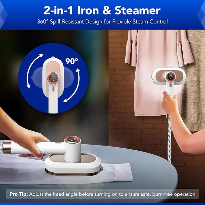 2-in-1 Steam Station Iron – 1550W Turbocharged Steam for Clothes – 30s Heat Up, 3-Level Steam & Dry Ironing – 1.2L Detachable Tank, Ceramic Soleplate, Auto-Off & Self-Cleaning