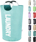 Large Laundry Basket Collapsible，Freestanding Clothes Hamper Bag with Handles – Tall Folding Dirty Laundry Bin，Sturdy Laundry Sorter for College Dorm，Laundry Room – 130L (Light Blue)