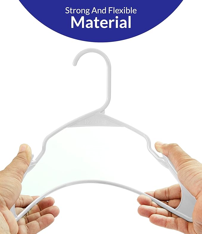 ROYALE 40 Pack White Plastic Hangers for Clothes - Heavy Duty Plastic Clothes Hanger Ideal for Everyday Standard Use - Lightweight & Space Saving Notched Plastic Hangers - Slim & Sleek Shoulder Groove