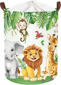 Jungle Animals Laundry Hamper Large Storage Basket Cartoon Wild Zoo Collapsible Parents Organizer Kids Toy Clothes Bins for Bedroom, Bathroom, Lion, 63L