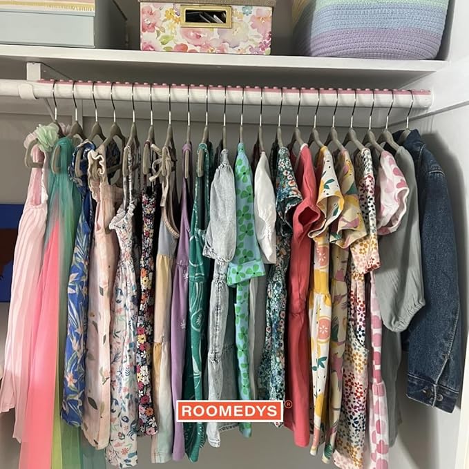 Roomedys® Spacing Tape for Hangers, Spacer, Clothes Divider, Closet Organizer, Perfectly Spaces Hangers & Clothing for Adults, Teens & Kids, Customizable - Light Pink - 6ft to Organize 102 Items