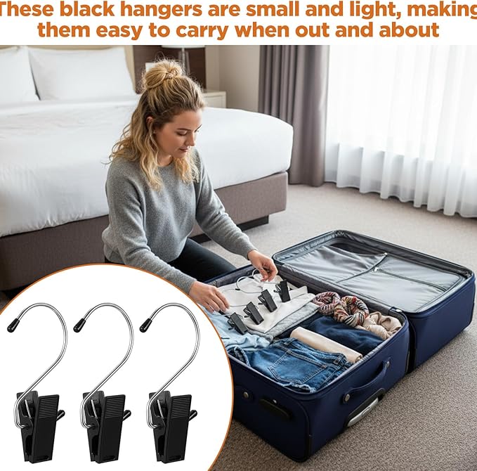 50 Pcs Heavy Duty Boot Hanger Clips, Multi-Function Laundry Hanging Hooks for Pants, Socks, Towels, Hats, Boots, Closet Organizer, Black