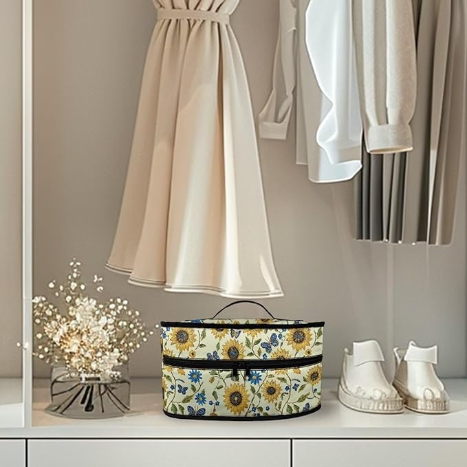 Sunflower Butterfly Flower Print Travel Steamer Bag Handheld Steamer Holder with Handle Steam Iron Storage Bag Home Iron Accessories, Case Only