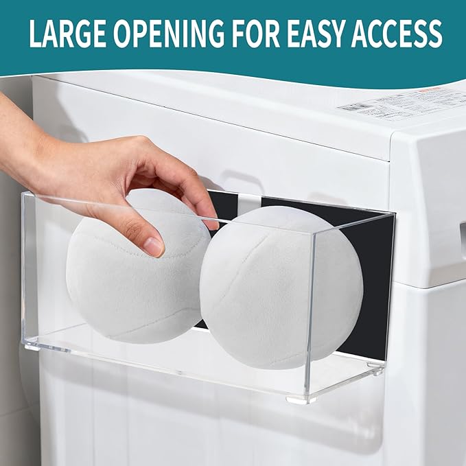 CINPIUK Magnetic Dryer Ball Holder for Laundry Room Organization, Clear Lint Bin with Adhesive Hook, Iron Dryer Ball Container Box for Laundry Room, Office, Bathroom & Craft Supplies, 1Pcs