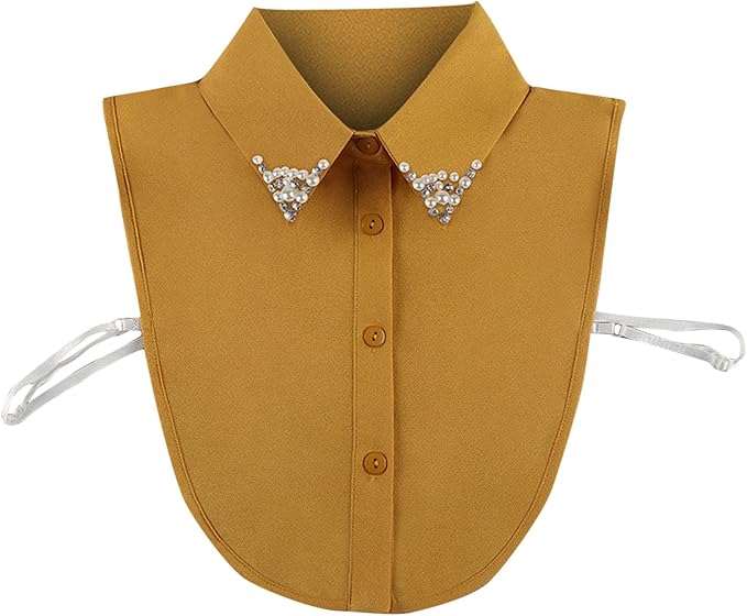 Chiffon Beading Half-Shirt Blouse Detachable Lace Fake Collars Dicky Collar Faux Collar for Women Girls