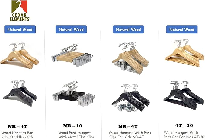 Kids Hangers (Natural Wood, Children Hangers 4T-10)