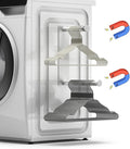 MFTEK Hanger Organizer Stacker, Magnetic Hanger Holder, Extendable Hangers Storage Rack for Washing Machine Closet Laundry Room Organization, Metal Stand Rack for Adult Kids Velvet Hangers (White)