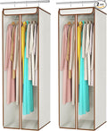 Univivi Garment Bags for Hanging Clothes, Large Clothes Storage Bags Closet Organizer with Clear Window, Premium Hanging Garment Storage Bag for Suits, Coats, Dresses, 54", 2 Pack (Beige)