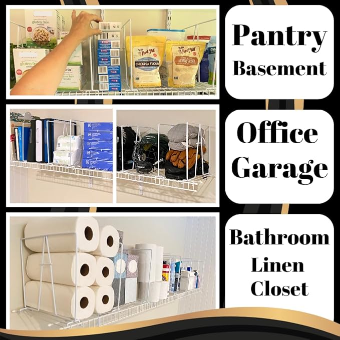 Evelots Wire Shelf Dividers -10 Pack- Closet Storage & Organization for Office/Pantry/Garage - Tall Shelf Separator - Easy Clip-No Tool - Solid Coated Steel