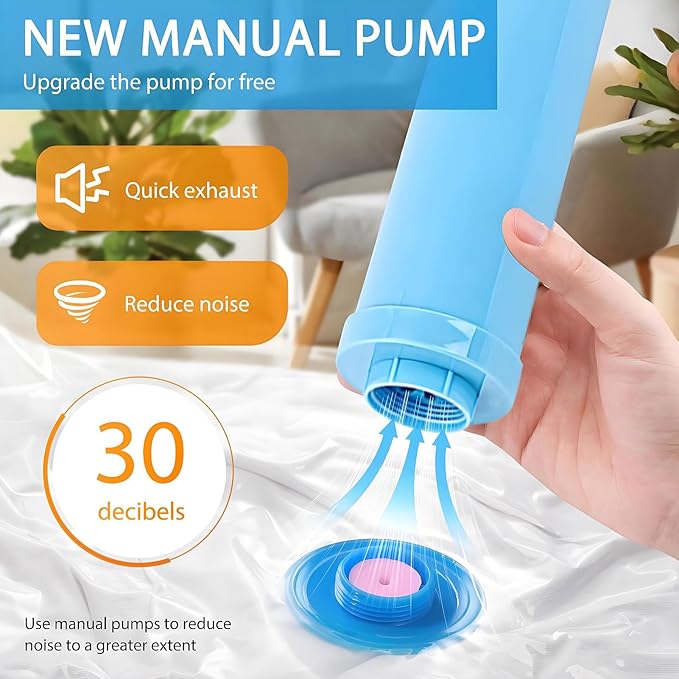 8 Pack Jumbo Vacuum Storage Bags, Vacuum Seal Bags for Clothing with Hand Pump, 80% Space Saver Bags for Clothes, Pillows, Comforters and Blankets, Home Travel Essentials