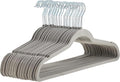 Premium Velvet Clothes Hangers, Heavy Duty Study Black Hangers for Coats, Suit & Dress - Non Slip Clothes Hanger Set (50, Grey/Silver)