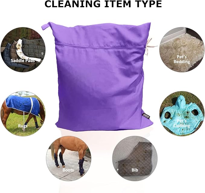 Pet Washing Bag Dog Cat Horse Hair Laundry Bag for Rug Sheet Boots Pets Laundry Helper by Harrison Howard Light Purple
