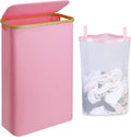 Pink Hamper Pink Laundry Basket - 60L Slim Laundry Hamper with Lid, Cute Hamper Girls Laundry Basket for Bedroom, Slim Girls Laundry Hamper with Bamboo Handle, Ideal for Valentine's Day Gift