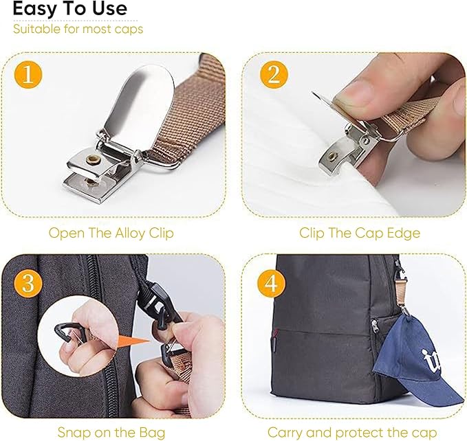DRESHOW Elastic Hat Clip for Travel - Hat Holder for Bags Luggage Backpack, Outdoor Travel Accessory Travel Hat Clip